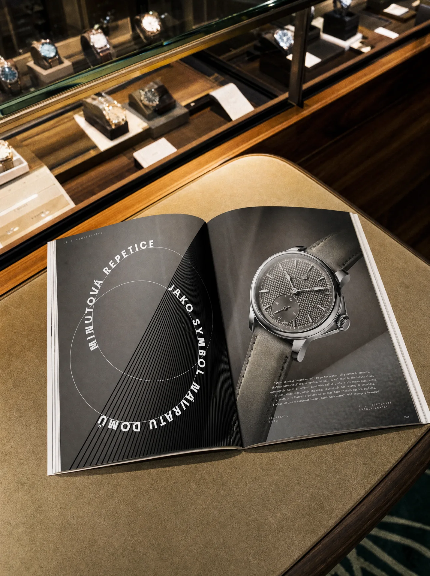 Koscom magazine watch editorial in the showroom